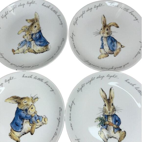 Beatrix Potter PETER RABBIT Easter Bunny Porcelain Appetizer Plates (4) New - Picture 3 of 11